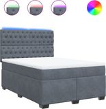 vidaXL Boxspring met matras fluweel donkergrijs 140x200 cm