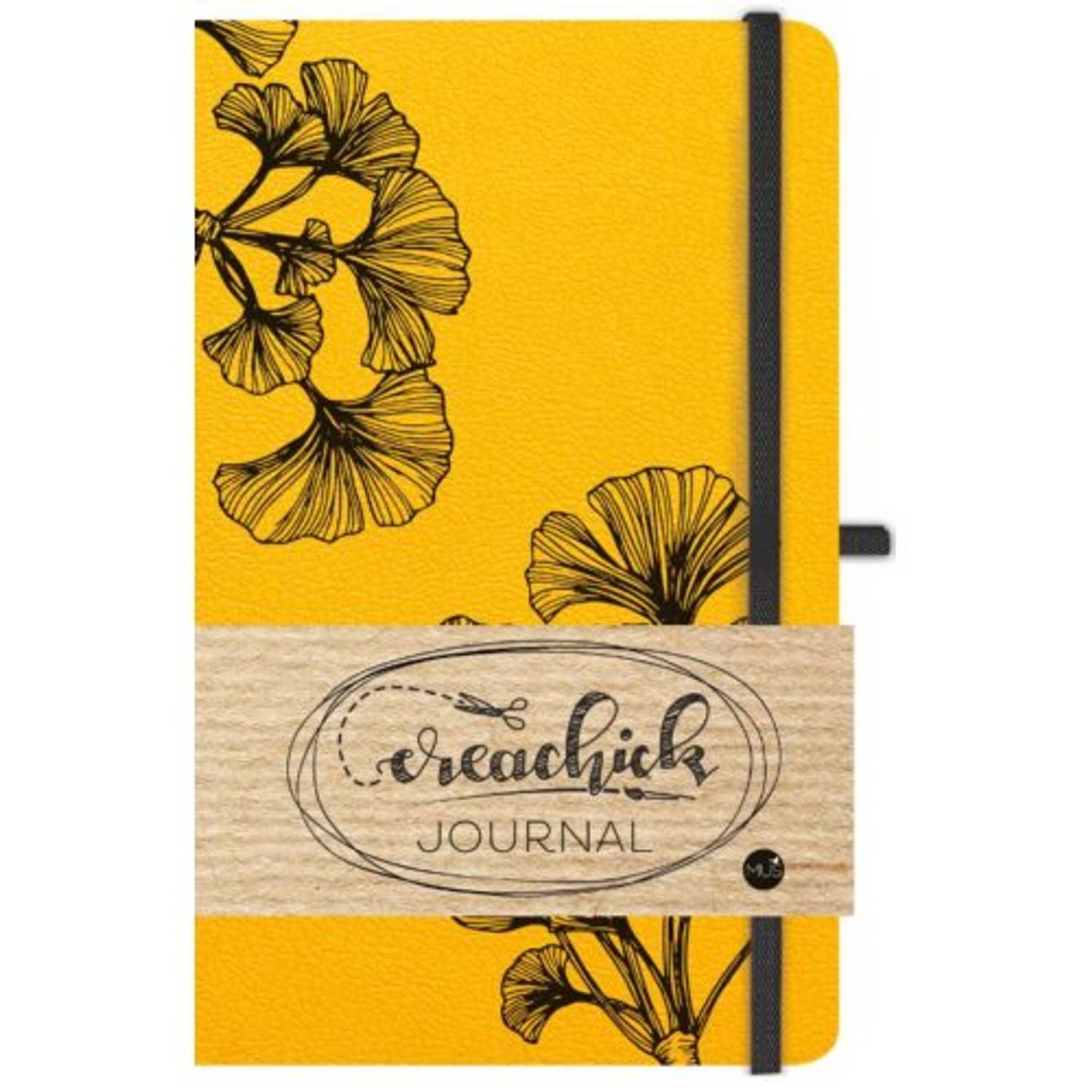 Creachick Journal - Okergeel - Ginkgo Biloba Print