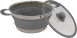 Panne pliante - Casserole avec couvercle - Cuisson compacte - Couvercle pliable en silicone - 3,5 Litres - Gris