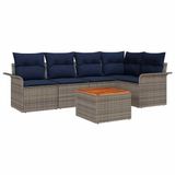 vidaXL Tuinbankenset 6-delig 5 zitplaatsen Grijs en Marineblauw