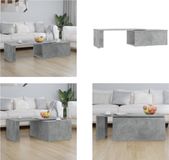 vidaXL Salontafel 150x50x35 cm bewerkt hout betongrijs
