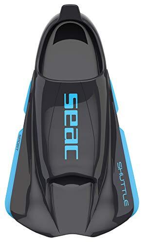 Seac Shuttle zwemvliezen van 100% siliconen voor cardio en krachttraining, uniseks, volwassenen, zwart/lichtblauw sport, 34/35