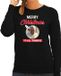 Bellatio Decorations Paus Franciscus Merry Christmas sinners foute Kerst trui - zwart - dames - Kerst sweater / Kerst outfit L