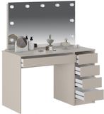 Vente-unique Kaptafel met ledspiegel - 5 lades - Beige - JENEMI