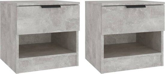 vidaXL Nachtkastjes - Set van 2 - Bewerkt Hout - Betongrijs