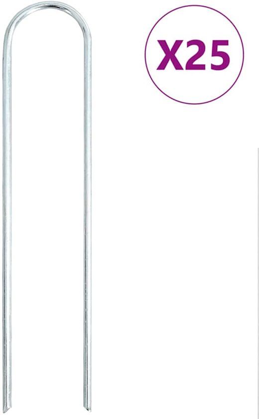 vidaXL Grondharingen - 25 stuks - U-vormig - 20x3,5 cm - Gegalvaniseerd staal