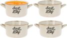 Excellent Houseware Soepkommen/serveer schaaltjes - 8x - porselein - 500ml - beige - met oor