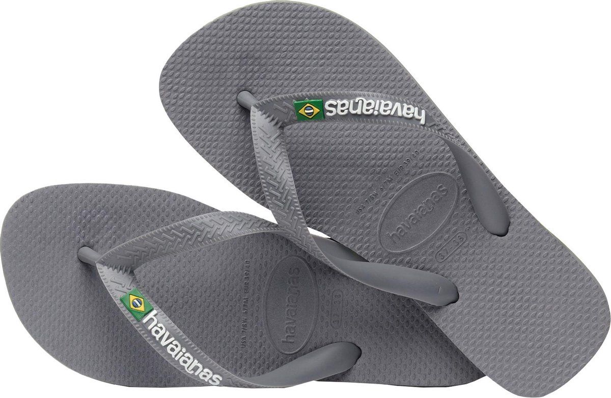 Havaianas Brasil Logo Heren Slippers - Steel Grey/Steel Grey - Maat 39/40