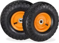 Merkloos Relaxdays 2x steekwagenwiel 4.1/3.5-4 - luchtband - tot 136 kg - 260x85mm - stalen velg - zwart oranje