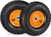 Merkloos Relaxdays 2x steekwagenwiel 4.1/3.5-4 - luchtband - tot 136 kg - 260x85mm - stalen velg - zwart oranje