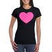 Bellatio Decorations Verkleed T-shirt voor dames - hart - zwart - roze glitter - carnaval/themafeest 2XL