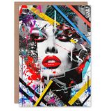 Artery8 Glam Metal Culture Paint Splat Abstract Collage For Her Woman Birthday Card
