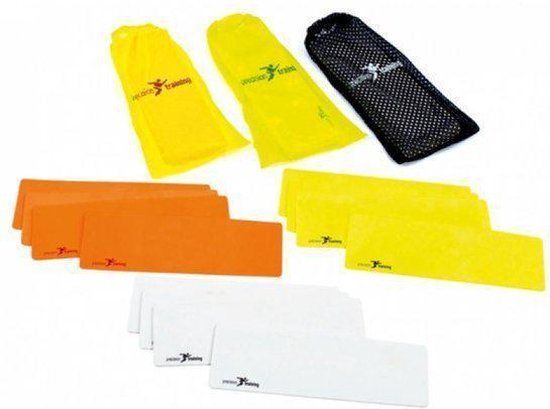 PRECISION TRAINING Flat Markers - Rectangular - Yellow - Set of 10 with Carry Bag