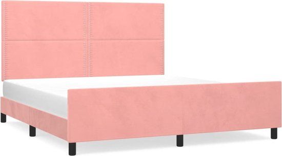 vidaXL Bedframe met Hoofdeinde Fluweel Roze 160x200 cm