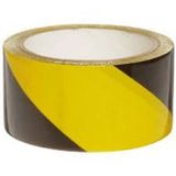 Ruban d'avertissement PP 50 mm x 66 m noir-jaune adhésif
