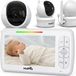 Malplay Babyfoon met camera, draaibare babyfoon met temperatuurregeling, monitor met nachtmodus, Vox-functie, LCD-scherm, 5 inch, Blanc