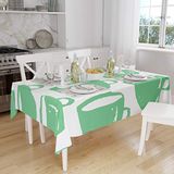 Bonamaison Tafelkleed, Anti-Mold, Sneldrogend, Waterdicht, 100% Polyester Tafellaken, Petroleum Groen, Wit, 140 x 160 Cm