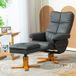 Fauteuil inclinable en similicuir gris foncé avec repose-pieds, dossier inclinable à 145° et pivotement à 360°
