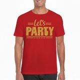Bellatio Decorations Verkleed shirt heren - Let's Party - Rood - Glitter Goud - Carnaval/Themafeest XXL
