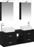 vidaXL Badkamermeubel Set 5 stuks Zwart eiken Bewerkt hout en glas