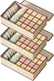 Sans marque Beige, organisateur de tiroir pliable pour vêtements - 3 pièces - 17 compartiments