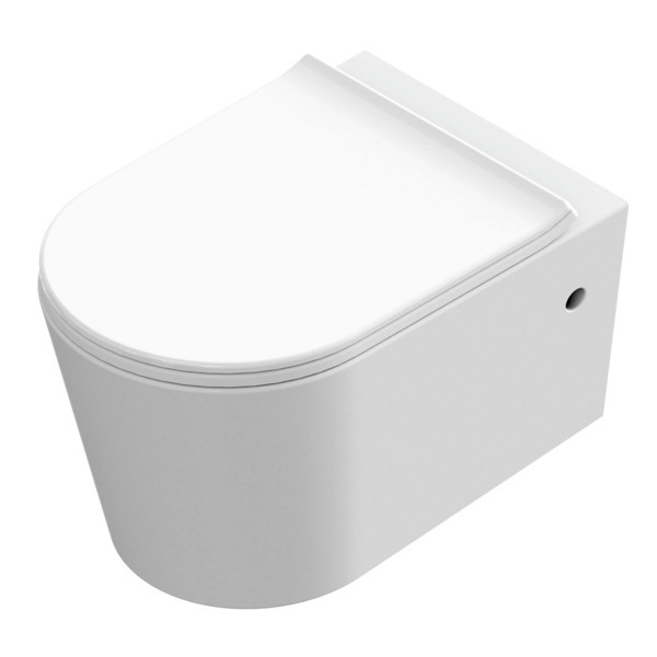 Nemo Spring Moon PACK hangtoilet 545 x 360 x 365 mm wit porselein zonder spoelrand met dunne softclose en takeoff zitting in duroplast HDC527WH/BU209Q