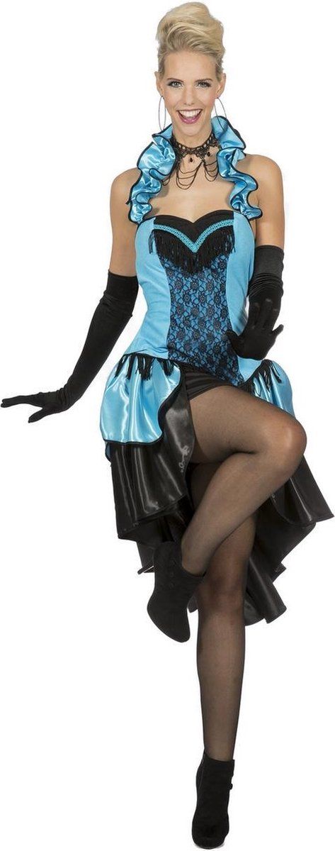 Wilbers Saloon Girl jurk blauw/zwart - Polyester - Maat: 2021 - EAN: 8720059002214
