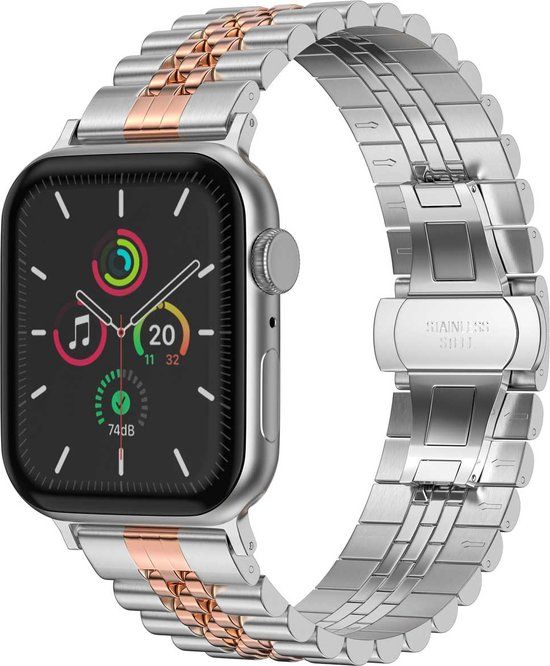 Selencia Jubilee Apple Watch Band - 38/40/41mm - Silver/Rose Gold - Stainless Steel