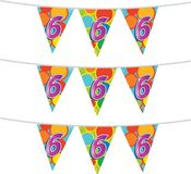 Haza Guirlande 6 ans - 3x pièces - 10 mètres - plastique - décoration 6ème anniversaire - guirlande d'âge