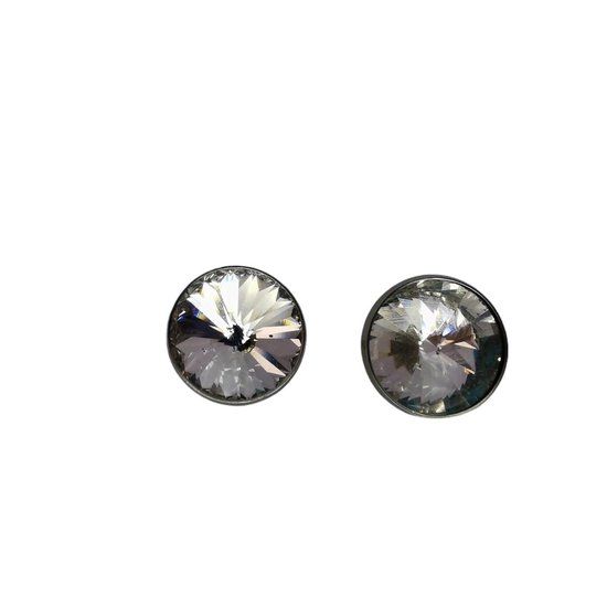 Lili 41 Zilverkleurige unisex oorstekers van edelstaal met facetgeslepen kristal - 10mm