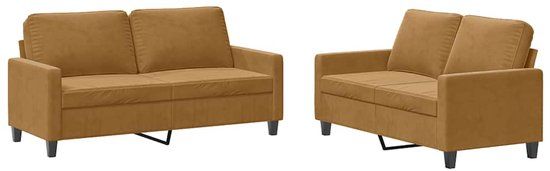 vidaXL 2-delige Loungeset met kussens fluweel bruin
