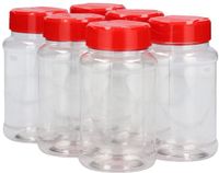 Plasticflessenshop.nl 6 x Strooibus Middel 500 ml - Transparant & Rode Deksel