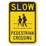 SmartSign Slow - Pedestrian Crossing Teken | 12" x 18" 3M Engineer Grade Reflecterend Aluminium