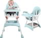 Chaise haute réglable pour bébés et tout-petits - Modèle E500 - 6–36 mois - Pliable - Facile à nettoyer - Assise rembourrée - Porte-gobelet sur le plateau - Jusqu'à 15 kg - Vert
