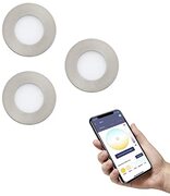 EGLO connect.z Smart-Home set van 3 LED-inbouwspots Fueva-Z, Ø 85 mm, ZigBee, app en spraakbesturing Alexa, warm wit-koud wit, dimbaar, 3 metalen inbouwspots nikkel-mat, IP44