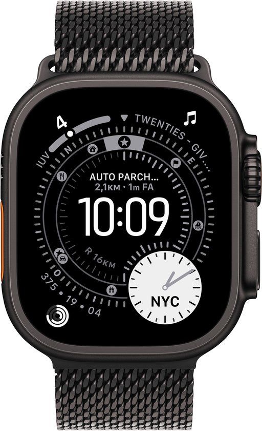 Apple Watch 49mm Loop: Black Titanium Milanese Loop Band - Large