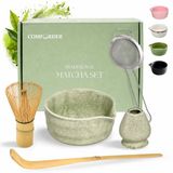 Comforder Matcha Set - 5 Delige Starterkit met Whisk Klopper en Kom - Thee Set Groen