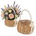 Solidchoice - 2 Pièces Panier à Fleurs Tissé avec Poignée et Rubans - Fait main