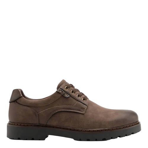 AM SHOE imitatieleren veterschoenen met profielzool - bruin