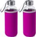 Makito Western Europe Bouteille d'eau/bouteille de boisson Bidon - 2x - avec housse de protection softshell - rose - verre - 420 ml - Bouteille de sport