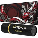 Hystar Uitgebreide gamingmuismat | 5 mm dik, waterdicht oppervlak, gladde polyesterstof en natuurlijke rubberen basis | Mythic Dragon (XXL 36 "x 16")