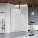 Fortifura Galeria inloopdouche - 120x200cm - ribbelglas - plafondarm - PVD - geborsteld koper