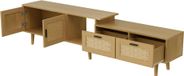 Meuble TV en rotin - Meuble TV - Extensible, 146–180 cm - Deux tiroirs - Cadre en bois - Convient aux téléviseurs jusqu'à 190 cm - Naturel