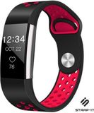 Strap-it Fitbit Charge 2 sport band - zwart/rood - Maat: S