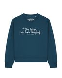Watapparel Sweatshirt 'Das Leben ist kein Ponyhof' petrol / wit