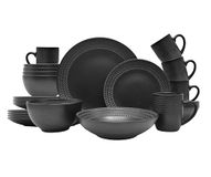 ECHTWERK Black Style 20-delig vintage aardewerk servies voor 4 personen