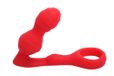 Joy-Lite emberly Double Feature, rood - anale plug met testikelring van siliconen, 1 stuk