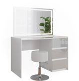 Vicco Marla Kaptafel – 120 cm met LED-spiegel en kruk Wit Hoogglans