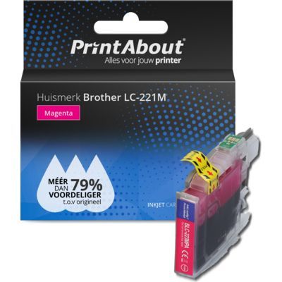 PrintAbout Huismerk LC-221M Magenta Inktcartridge | Compatibel met Brother