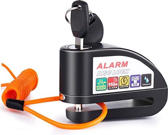 VINZ Elbroes Schijfremslot Alarm - 6 mm - Zwart